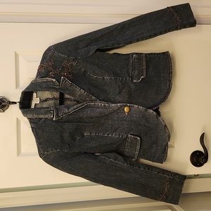 Bead embroidered jean jacket